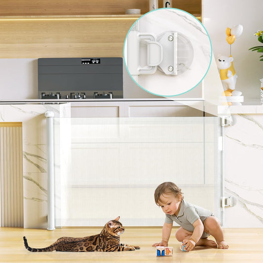 Retractable Baby Gates for Stairs with Auto-Lock Safety Features
