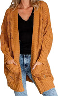 Miladusa Women's Cable Knit Long Cardigan - Cozy Open Front