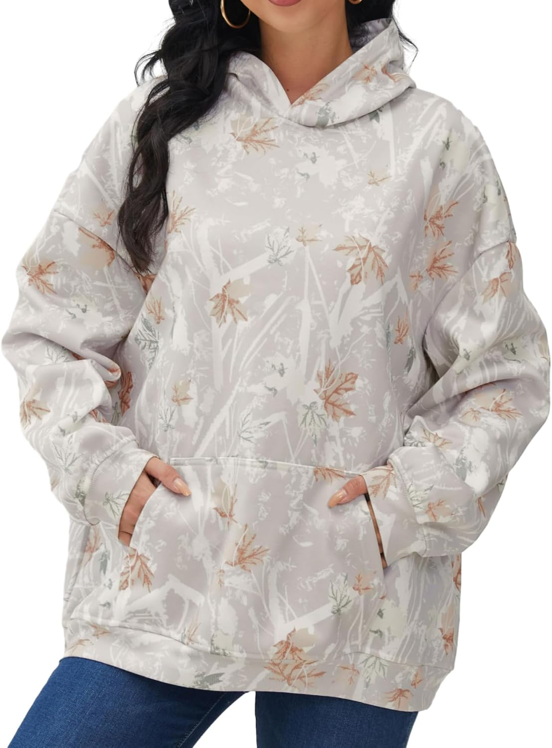 Women Camo Hoodies Oversized Fleece Sweatshirt for Fall Style