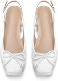 Women's Ballet Flats Slingbacks Square Toe Bow Satin (Style 4H3K)