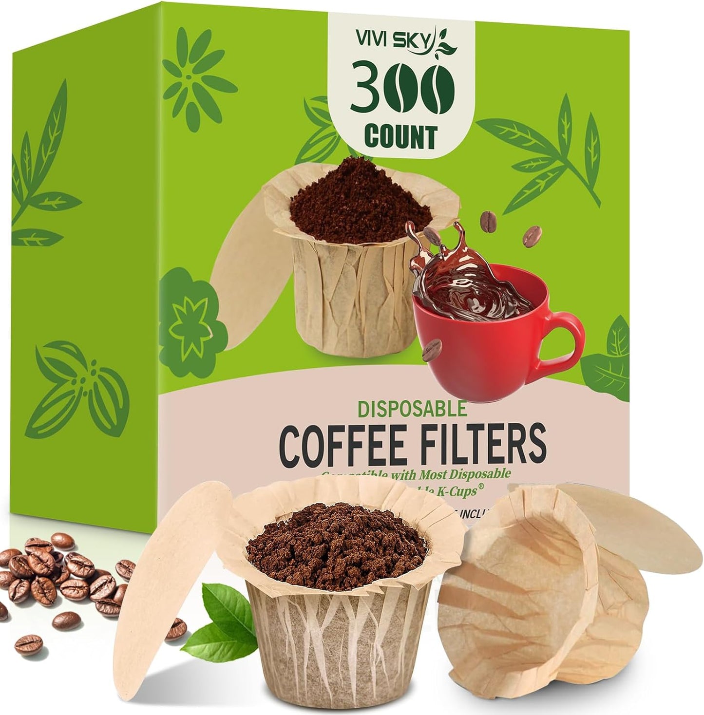 300 Disposable K Cup Filters with Lid - Brew Fresh Coffee Effortlessly!