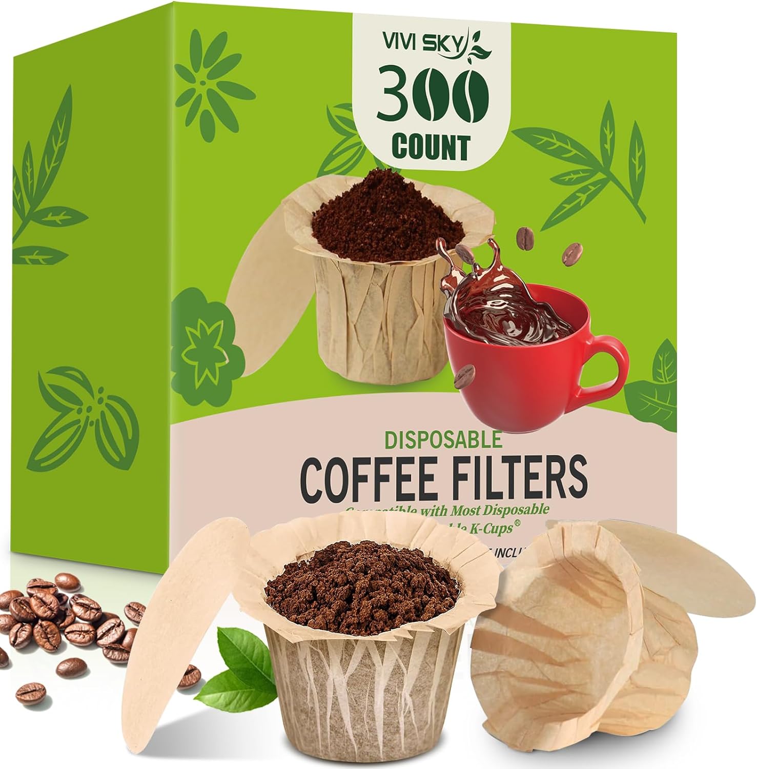 300 Disposable K Cup Filters with Lid - Brew Fresh Coffee Effortlessly!