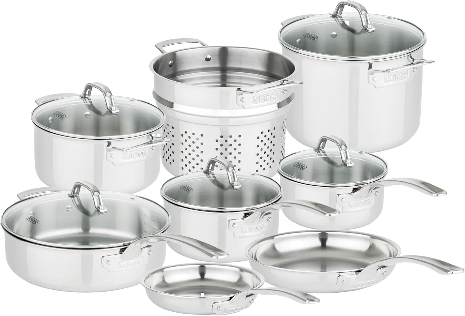 Viking 3-Ply Stainless Steel Cookware Set, 13 Piece Cookware