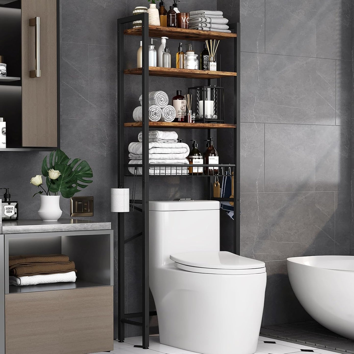 Over-The-Toilet Storage Rack for Efficient Bathroom Organization