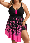 Plus Size Swim Dress One Piece Tummy Control Swimsuit - Flattering