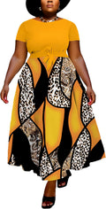 Plus Size A Line Maxi Dress with Self Tie Waist and Pockets - Elegant