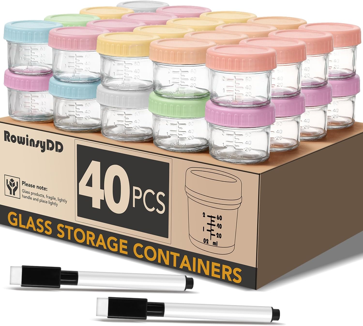 Leakproof 4 oz Glass Baby Food Jars - BPA Free