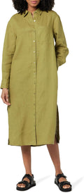 Fiona Relaxed Linen Midi Shirt Dress - Drapey Comfortable Midi