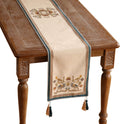 Beige Farmhouse Geometric Linen Table Runner 71 in - Wrinkle Resistant