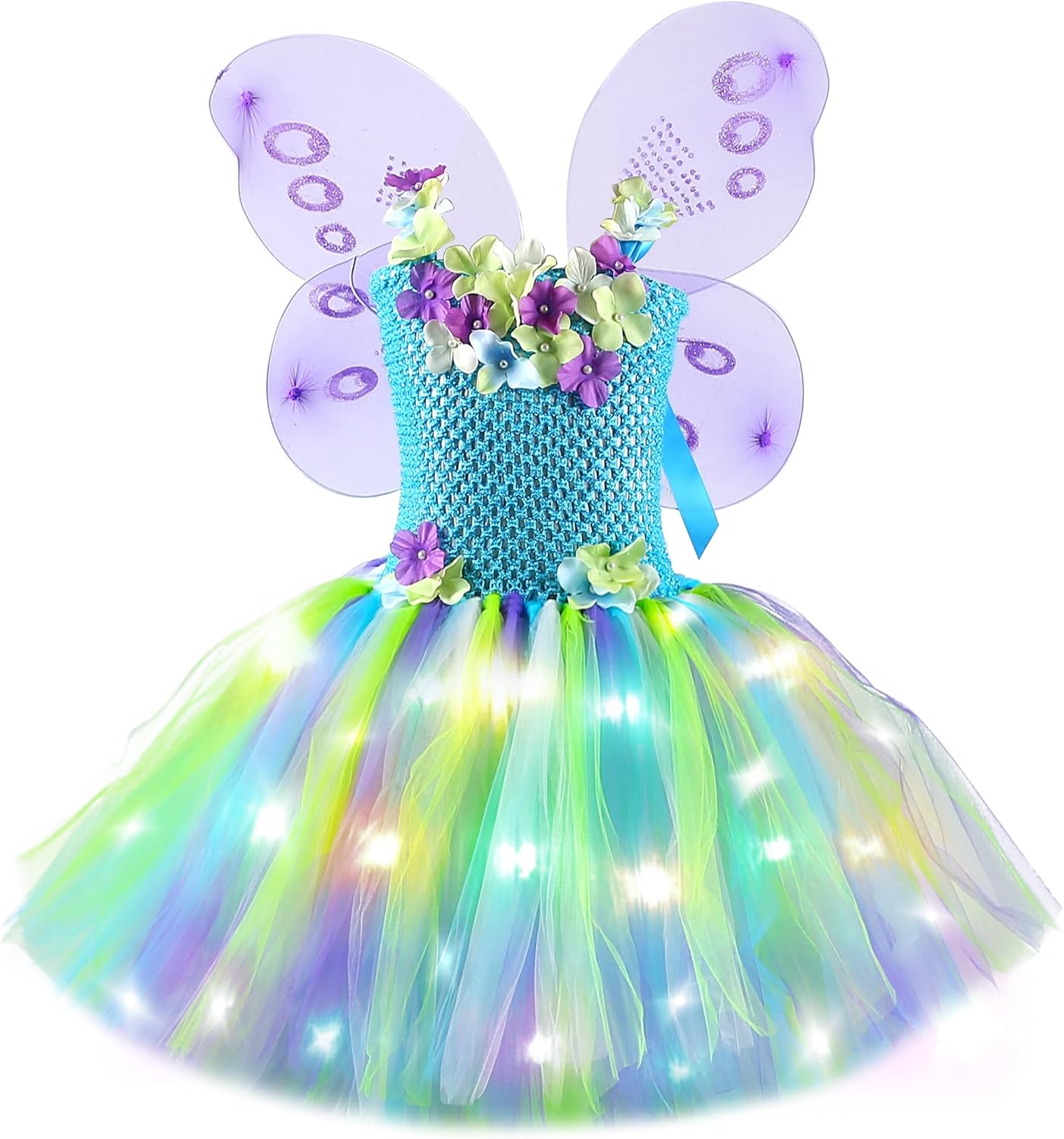Tutu Dreams Long Train Fairy Princess Dress with Wings Set
