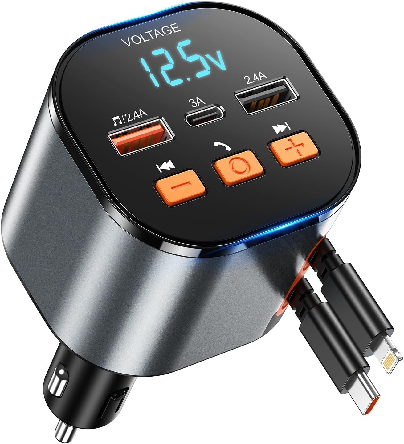 Retractable PD 30W Type-C Charger with Bluetooth 5.3 Adapter