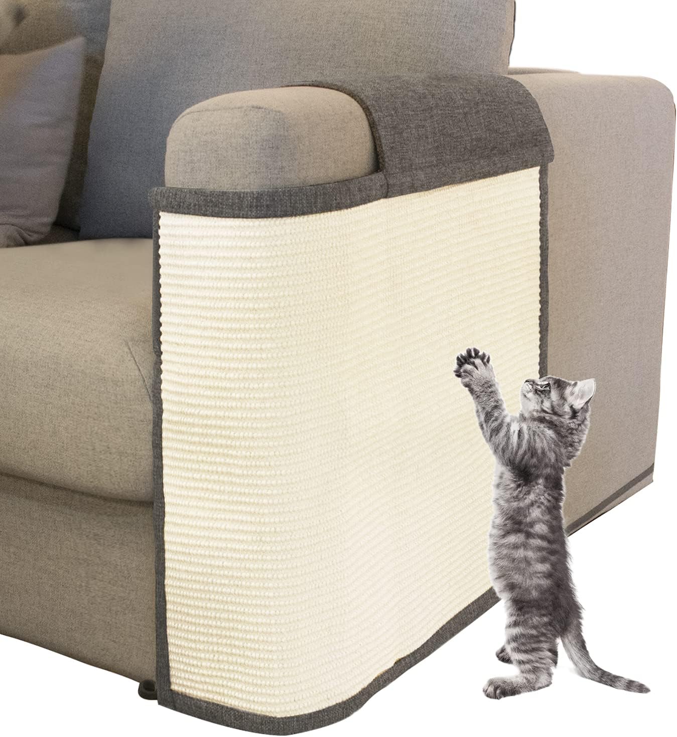 Cat Scratch Sofa Protector with Natural Sisal for Couch Care