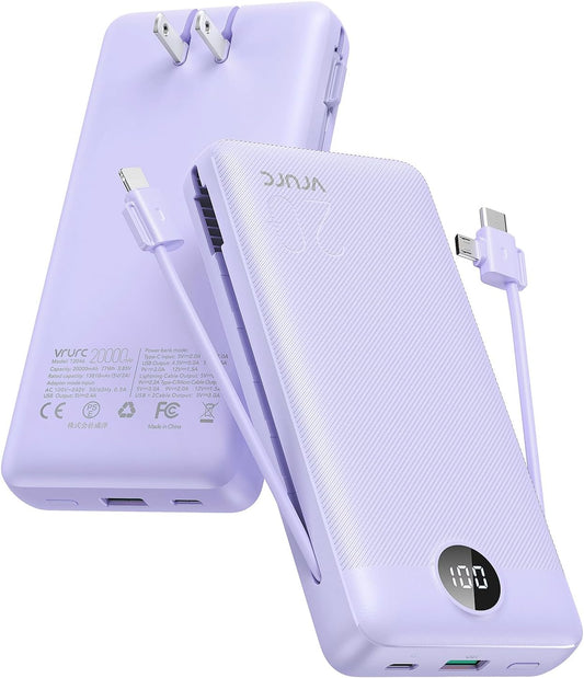 20000mAh Fast Charging Portable Power Bank - Purple