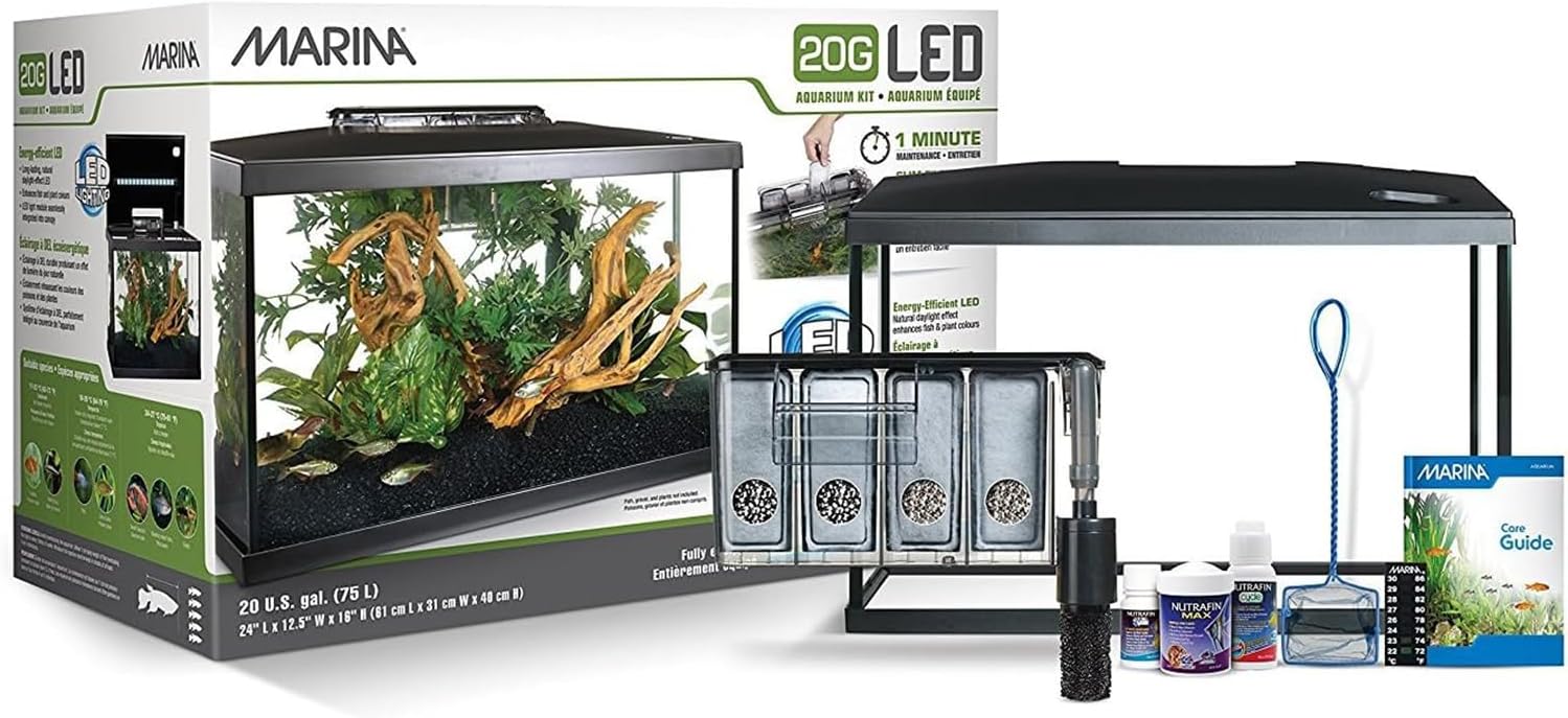Marina Aquarium Kit - 20 Gallon Fish Tank with LED Lighting
