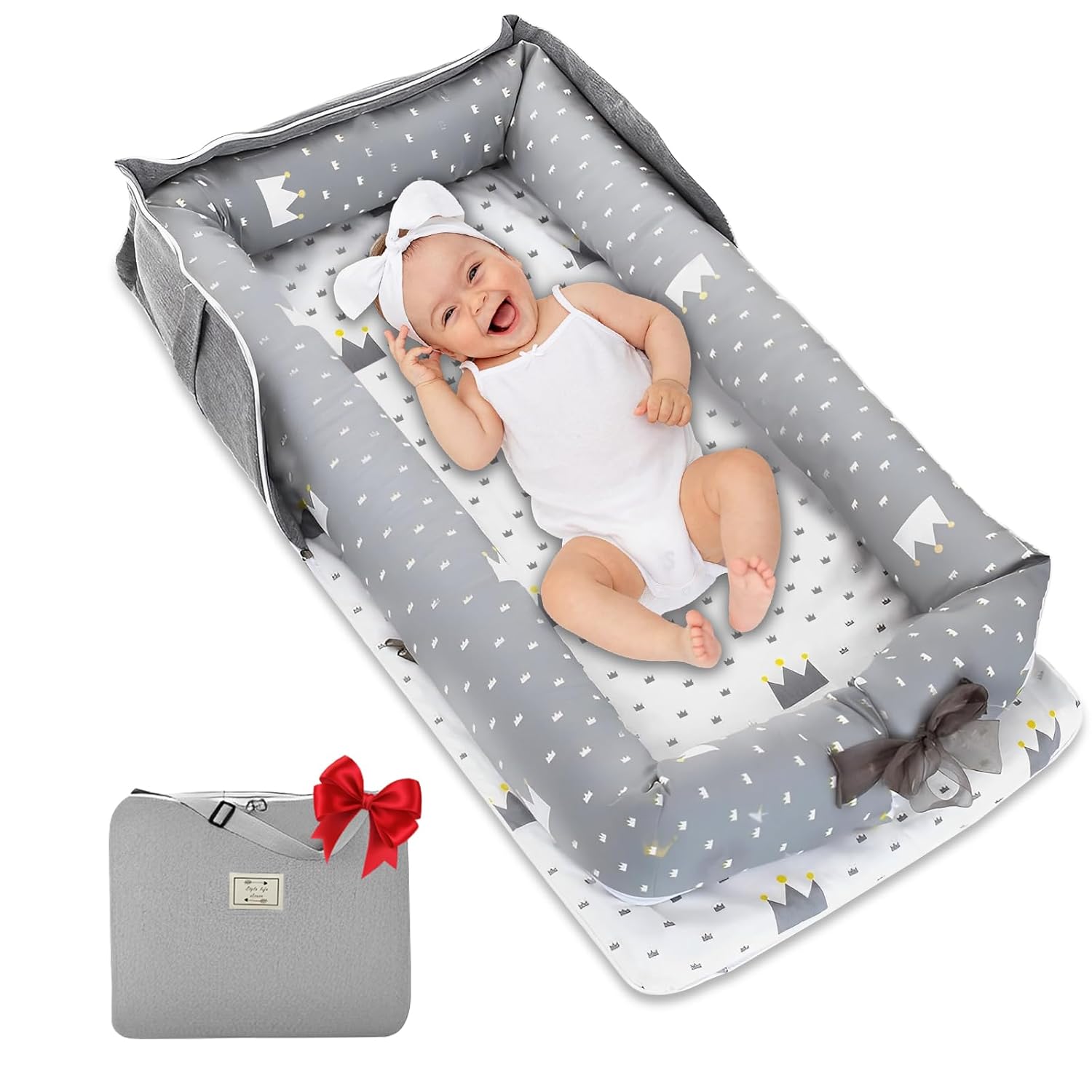 Baby Lounger for Newborns 0-24 Months, Soft Cotton Nest