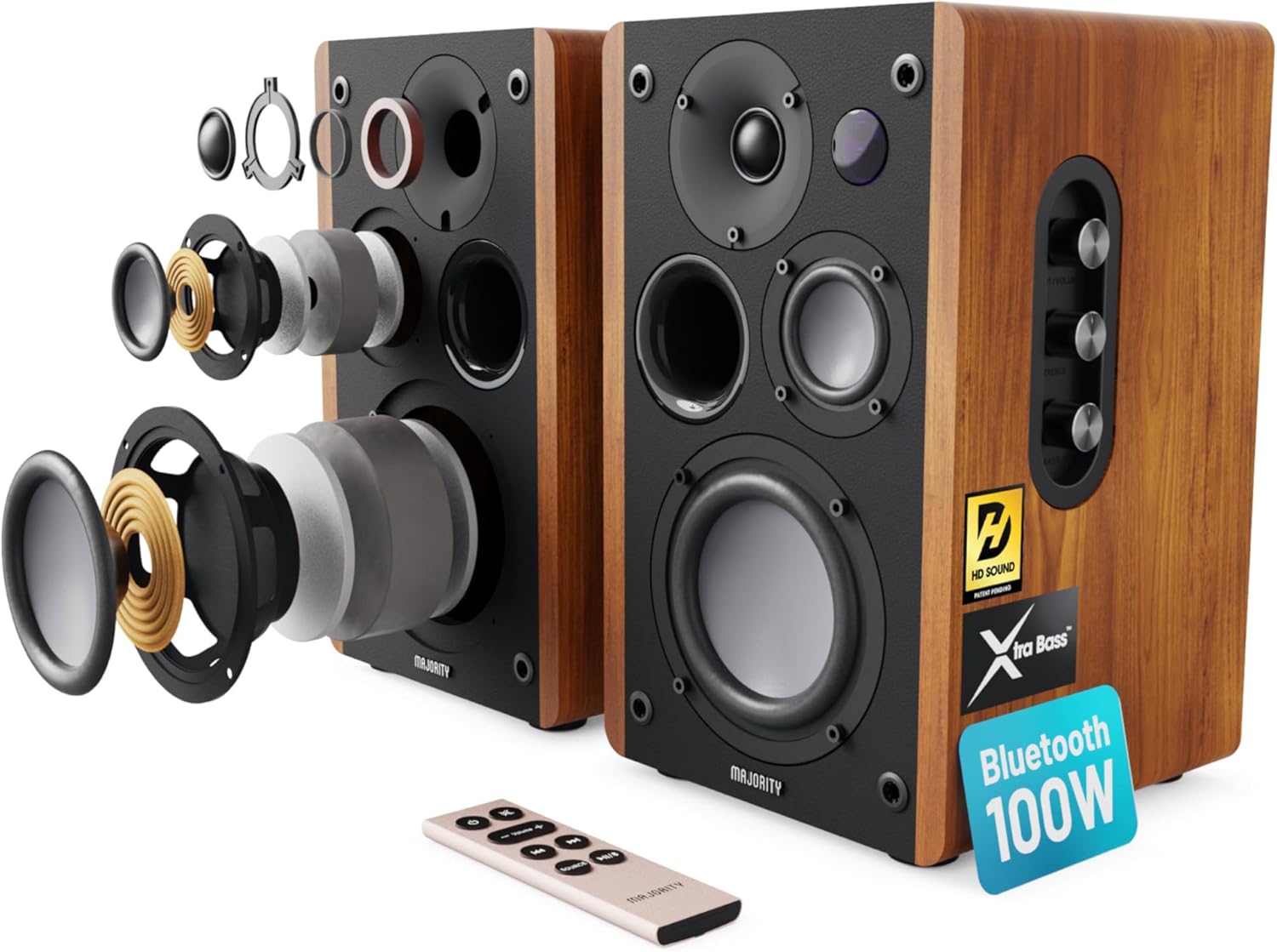 100W Bluetooth Bookshelf Speakers - Xtra Bass