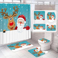 Christmas Shower Curtain Sets for Bathroom - Festive 4Pc Bath Set