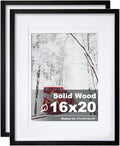 Egofine 16x20 Solid Wood Poster Frame Matted for 11x14 and 12x16 - Set