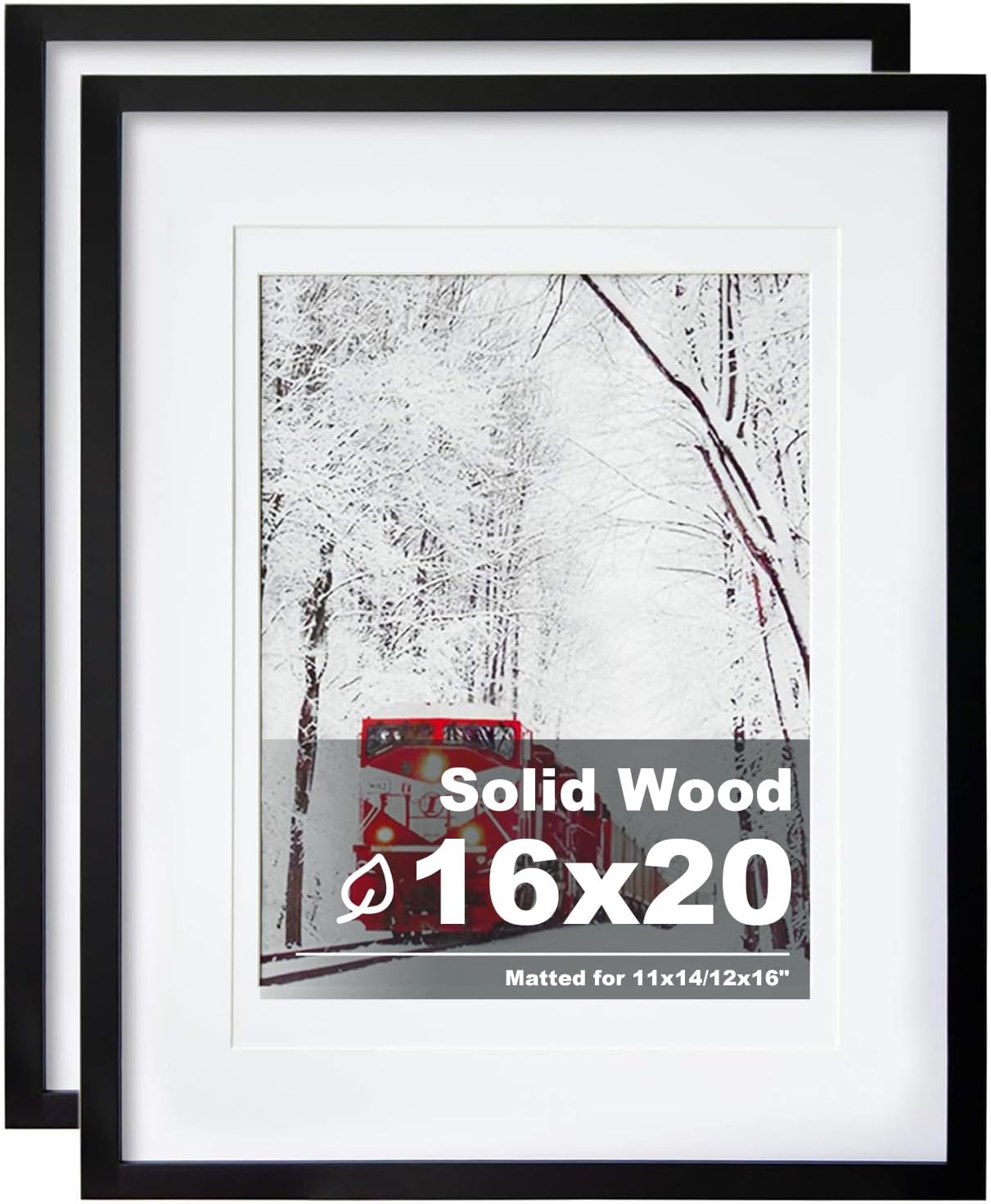 Solid Wood Poster Frame Set of 2 for 16x20 Pictures Black