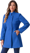 Allegra K Women's Winter Overcoat Mid-Long Stand Collar - Warm Slant