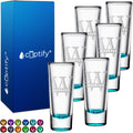 Personalized Teal Bottom Shot Glasses Set of 6 - Custom Engraved Gifts