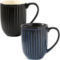 HASENSE 20 Oz Ceramic Coffee Mug Set of 2 - Ribbed Latte Cups