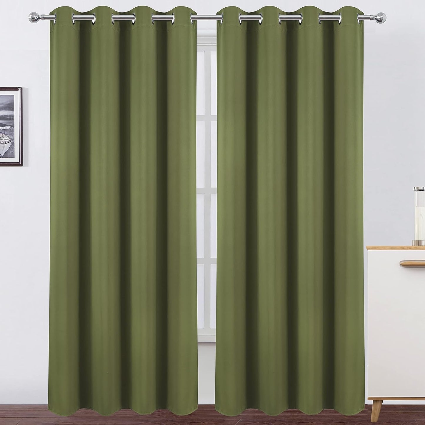 LEMO Olive Blackout Curtains Set of 2 Panels for Bedrooms