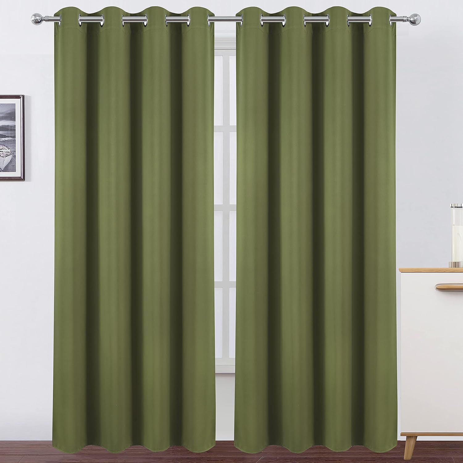 LEMO Olive Blackout Curtains Set of 2 Panels for Bedrooms