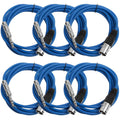 Seismic Audio SATRXL-M10 6-Pack Blue 10 ft XLR Male to 1/4ft TRS Patch