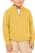 Toddler Boys Girls 1/4 Zip Twisted Knit Sweater - Soft Warm Pullover