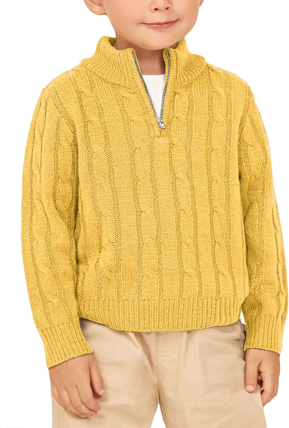 Zhaovi's Toddler Boys Girls Sweater Twisted Knit Cable 1/4 Zip