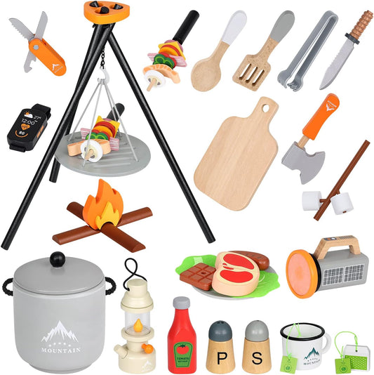 Wooden BBQ Toy Set - Pretend Play Fun for Kids 3+!