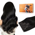 DOORES Real Human Hair Extensions Natural Black 16 in - Seamless