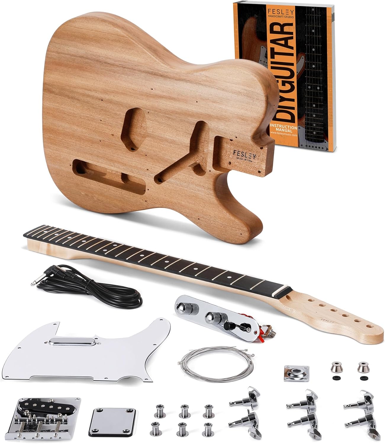 Fesley DIY Electric Guitar Kit with Mahogany Body and Maple Neck