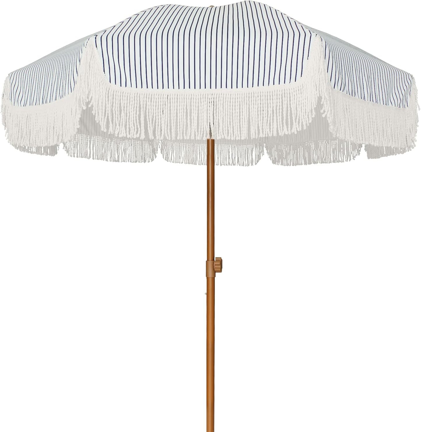 7ft Patio Umbrella with Fringe for Stylish Outdoor Shade