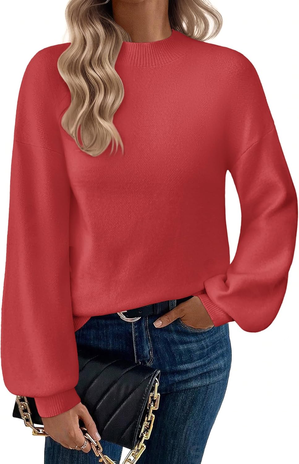 Trendy Long Sleeve Turtleneck Pullover Sweater for Women