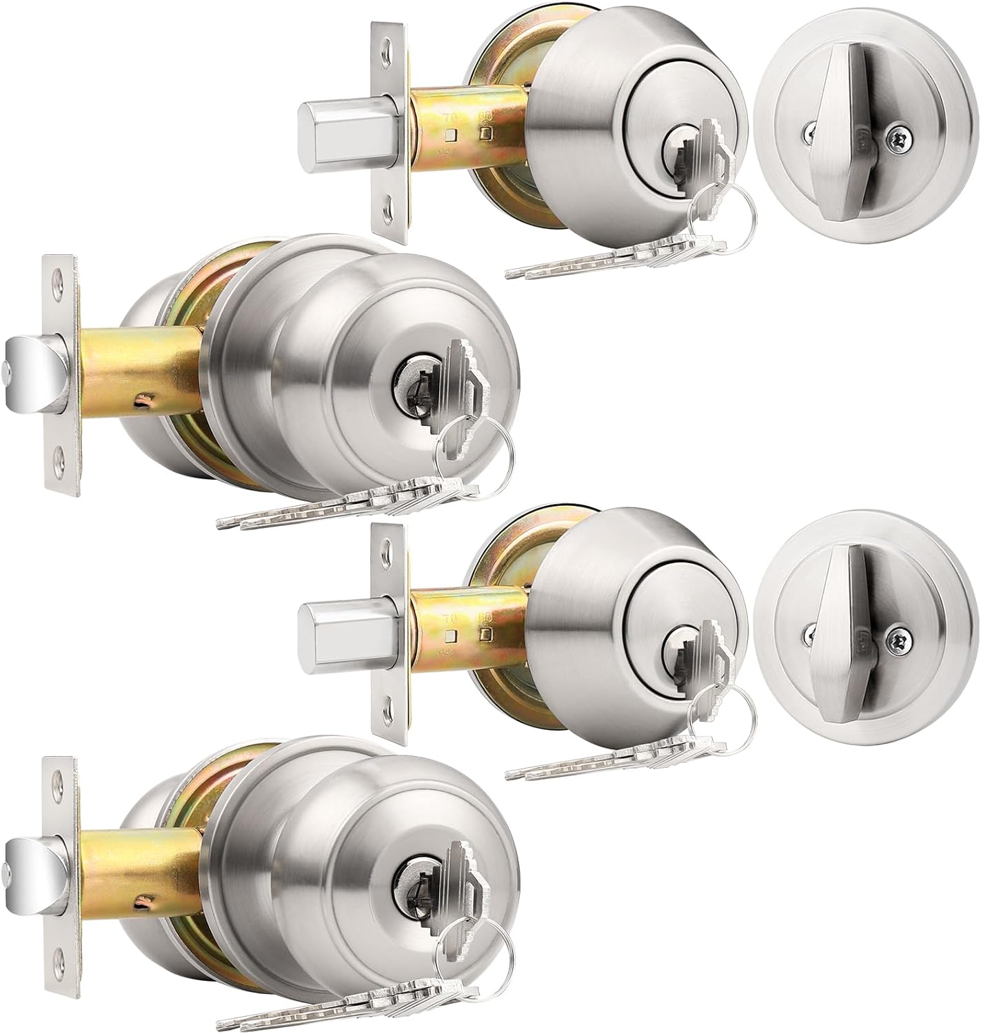 Probrico Front Door Entry Handles Lockset with Deadbolt Set