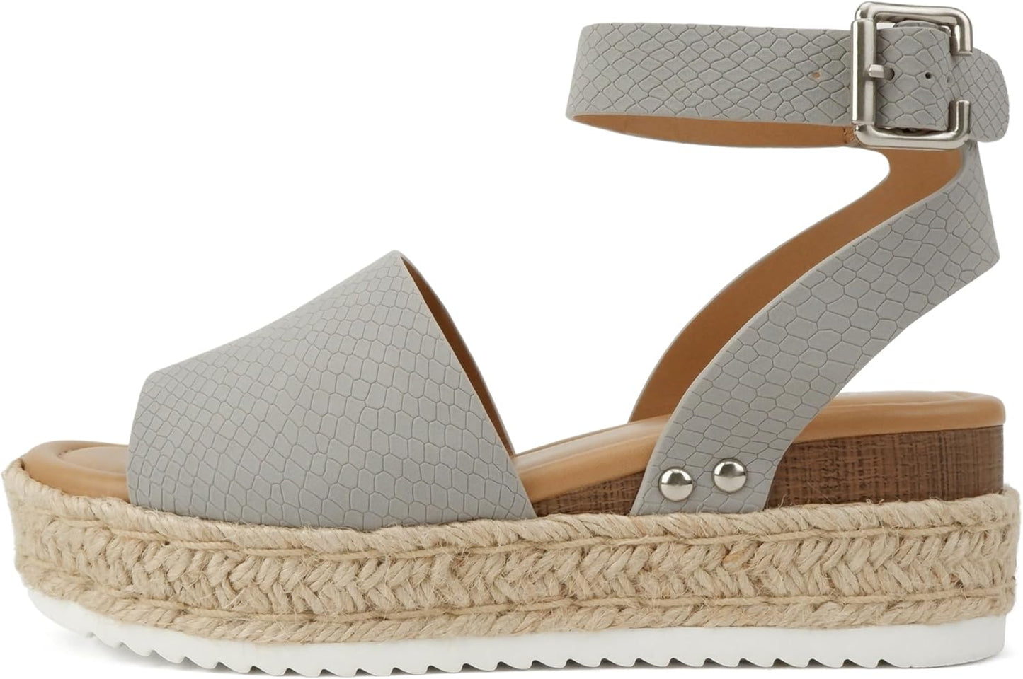 Soda Open Toe Buckle Ankle Strap Espadrilles Flatform Wedge Sandal
