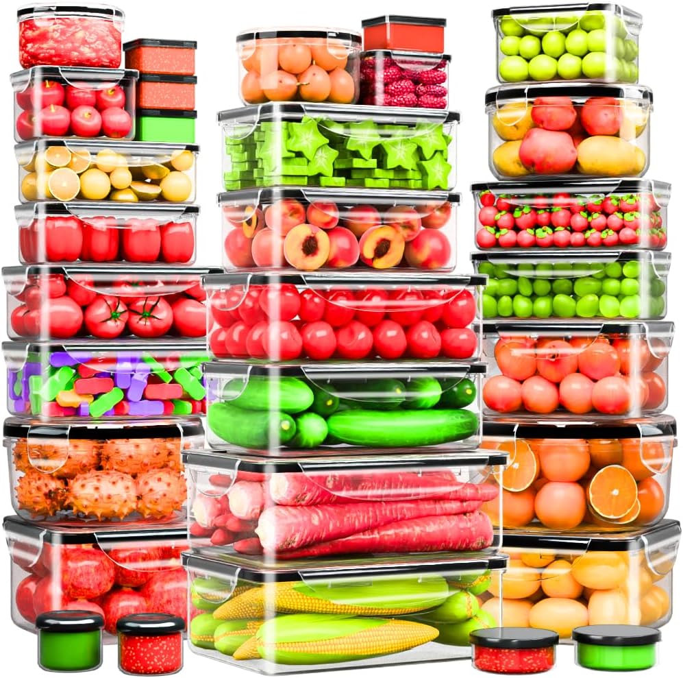 62 Pcs Large Food Storage Containers for Kitchen Organization