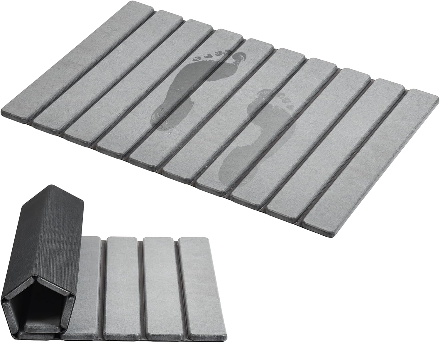 AWW Foldable Stone Bath Mat - Super Absorbent Diatomaceous Earth