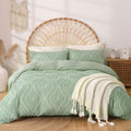 Lekesky Teal Blue Tufted King Duvet Cover Set for Cozy Sleep