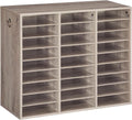 Literature Organizer 27-Compartment Wooden Mail Sorter - Space-Saving