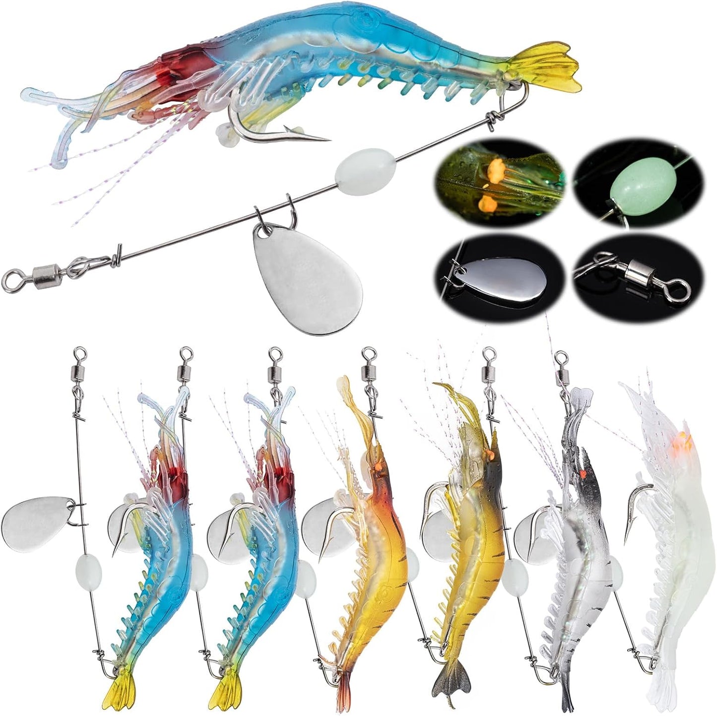 Goture Luminous Shrimp Lures: Sharp Hooks, 5 Colors