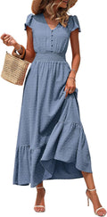 PRETTYGARDEN Womens Summer Maxi Dress Boho V-Neck - Flowy Comfort