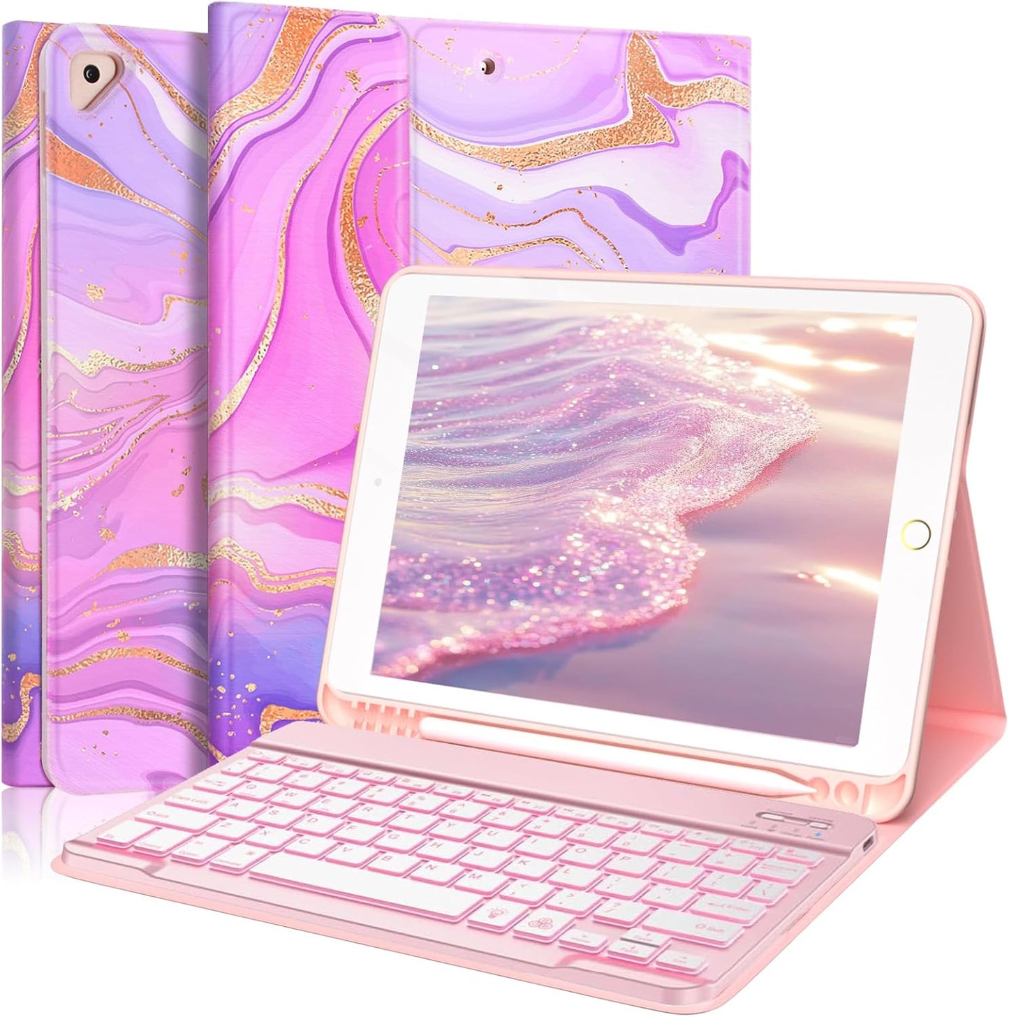 FUWANG Keyboard Case for iPad 9th 8th 7th Gen with Backlit