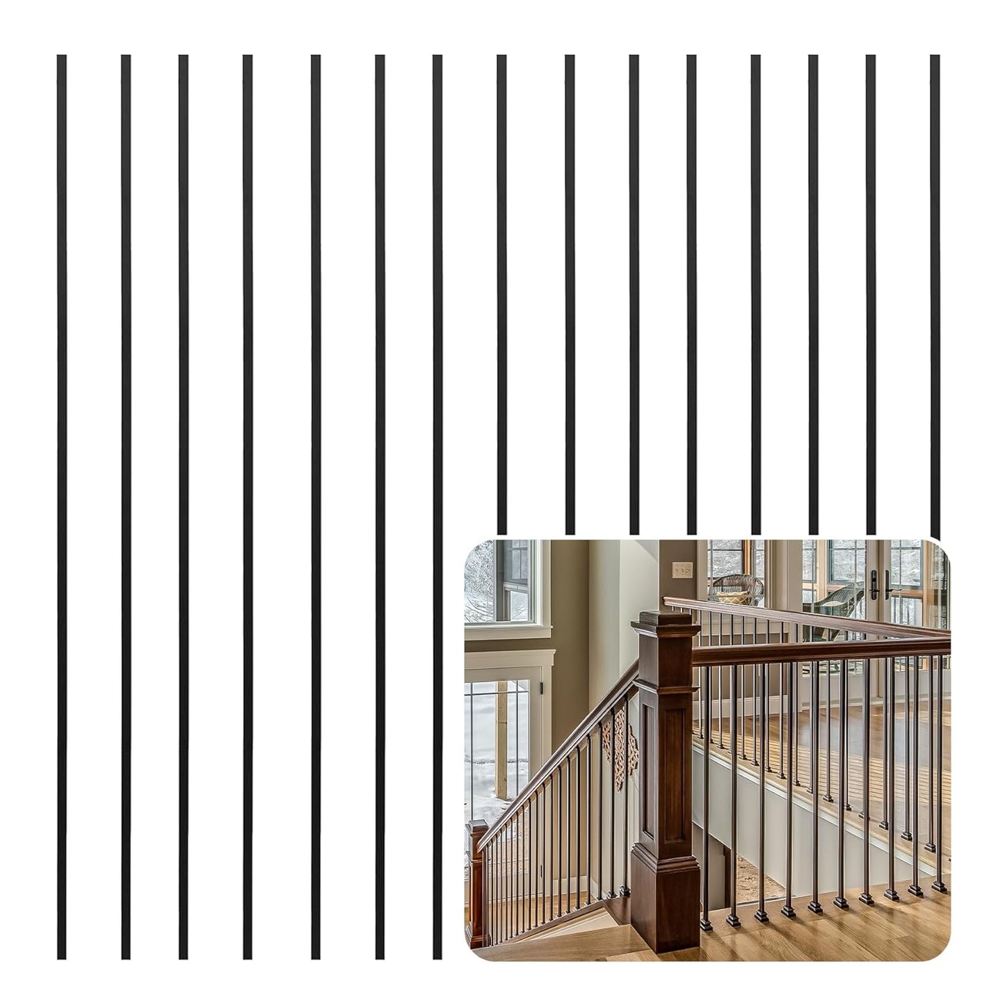 30Pcs Iron Balusters - 1/2in Square Hollow Metal Stair Spindles