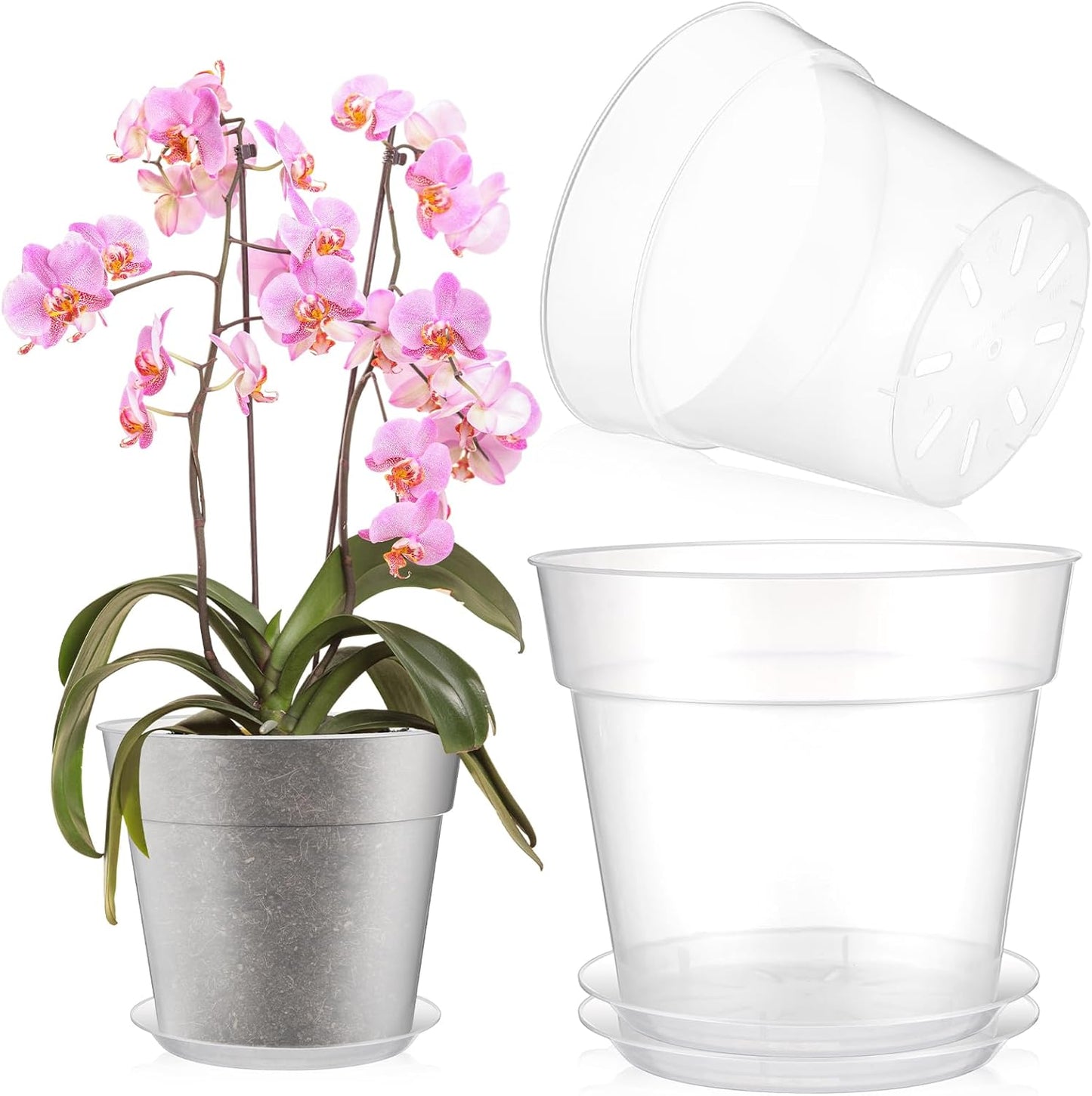 Baderke 3 Pack Clear Nursery Pots for Healthy Plant Growth