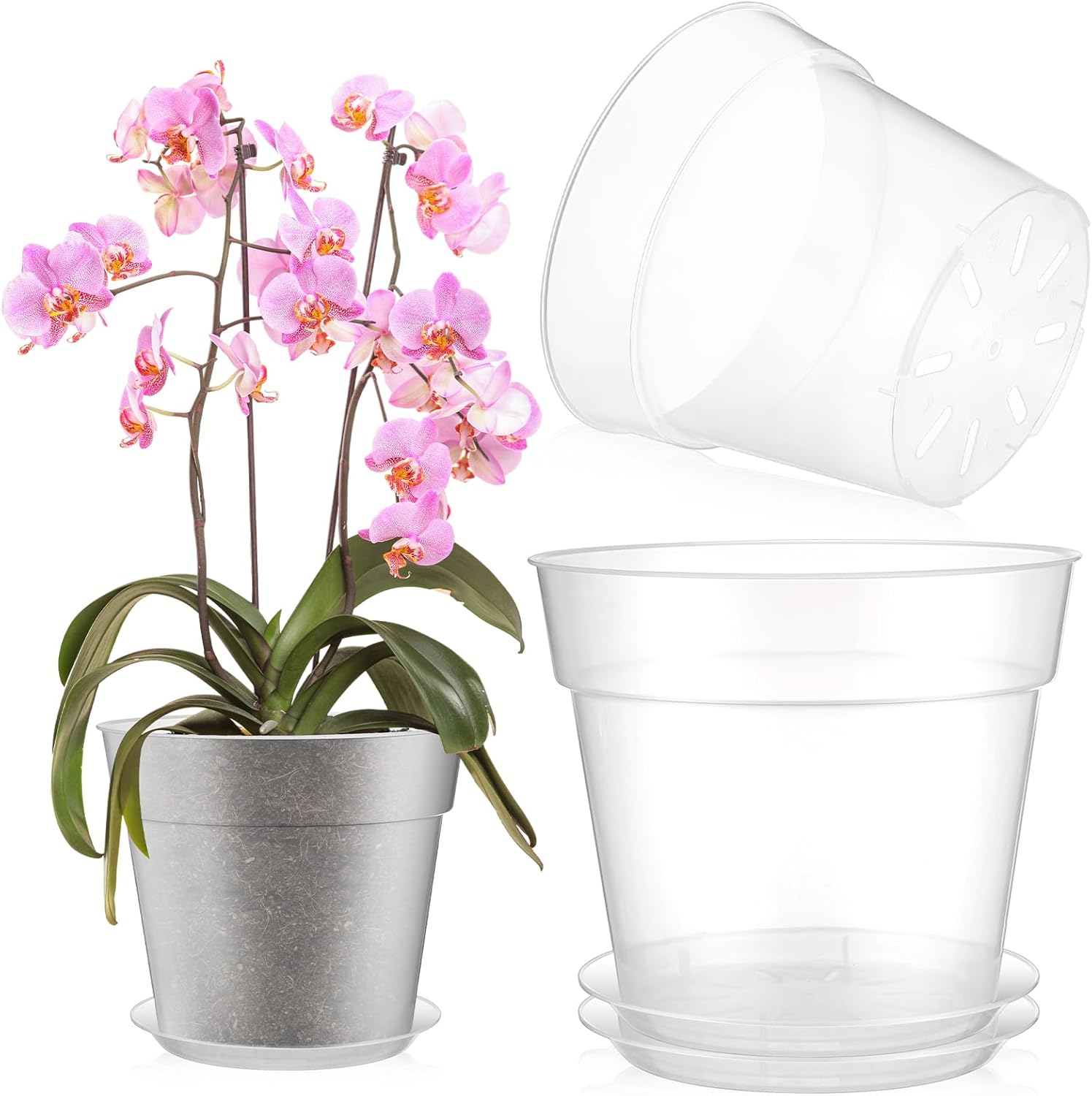 Baderke 3 Pack Clear Nursery Pots for Healthy Plant Growth