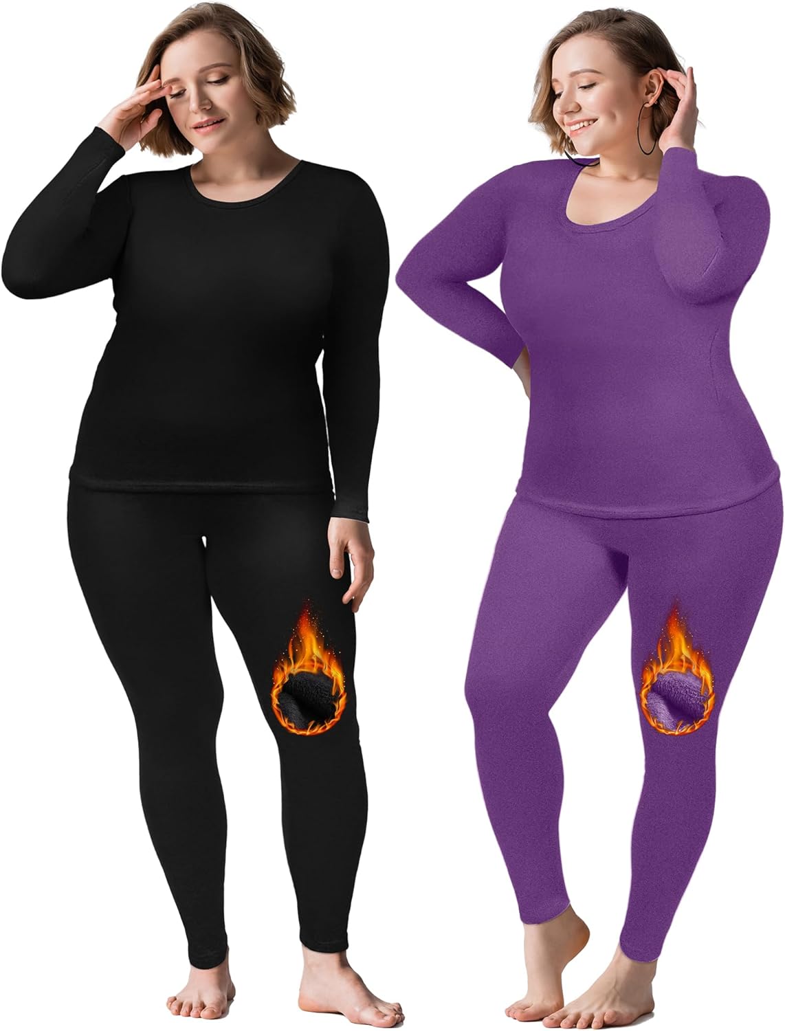Patelai Plus Size Long Thermal Underwear for Women in Cold Weather