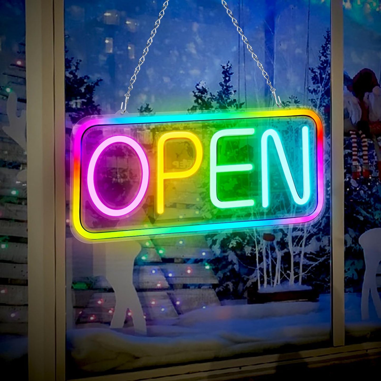 Bright Neon Open Sign for Business with Color Changing Modes